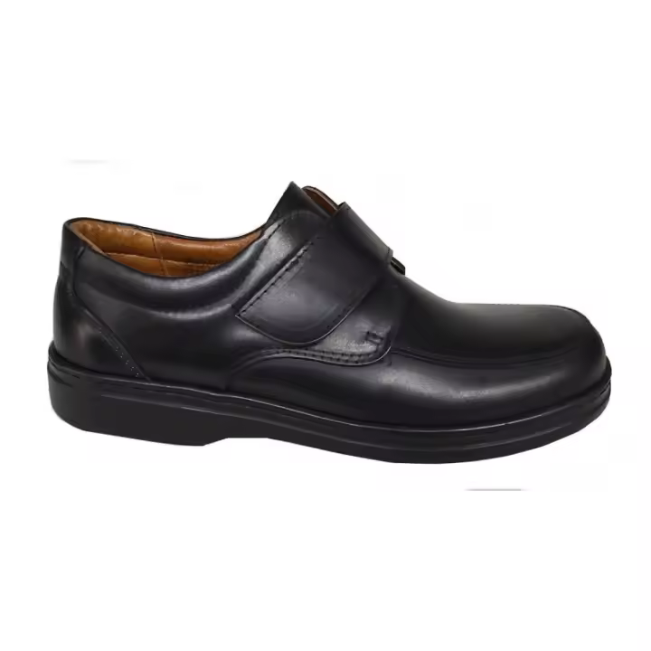 Zapato Con Velcro Cómodo Todo Piel Negro Referencia: 367 Negro MOYA Zapato para hombre fabricado en piel negro, muy confortable, ajustable con velcro. Forro y plantilla en piel  * Suela ligera. - 1