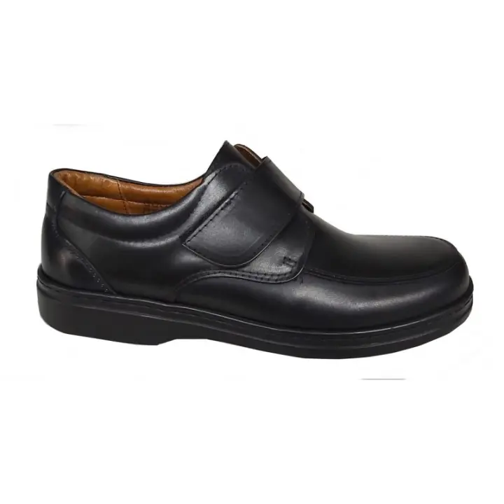 Zapato Con Velcro Cómodo Todo Piel Negro Referencia: 367 Negro MOYA Zapato para hombre fabricado en piel negro, muy confortable, ajustable con velcro. Forro y plantilla en piel  * Suela ligera. - 1