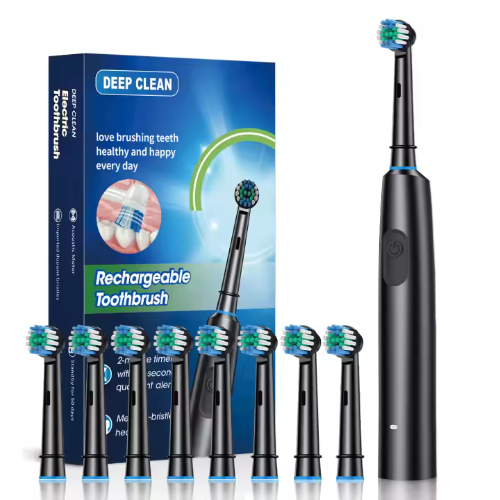 Nueva Broca Eléctrica Giratoria Para Adultos 5 Modos Cargador USB 8 Cabezas De Broceado Recargable Limpieza Dental - 1