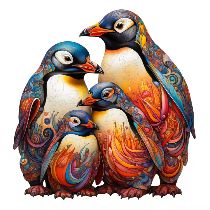 Puzzle De Madera Con Dibujos Irregulares De Pingüino Regalo Elegante En Caja Para Interacción Familiar Y Alivio Del Estrés En Adultos - 1