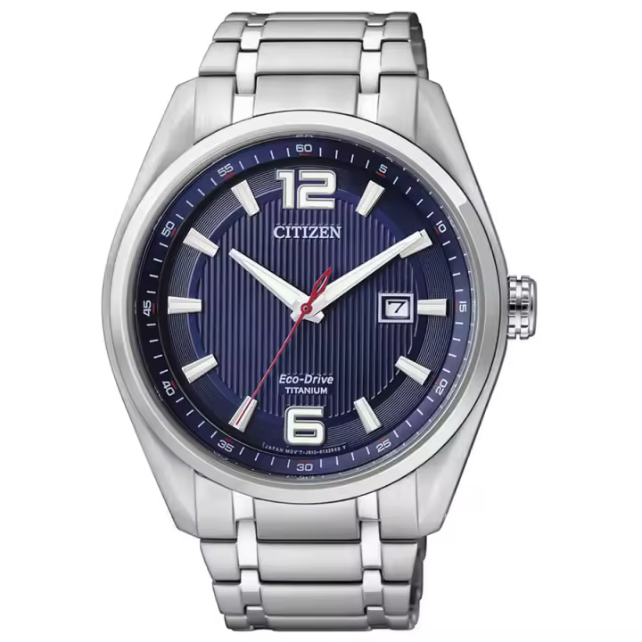 Reloj hombre Citizen Eco-drive súper titanium con esfera azul y calendario - 1
