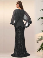 Vestido De Noche Romantic Burgundy Para Mujer Vestido De Boda Elegante De Encaje Y Spandex Sin Mangas Cuello En O Largo Floor-Length Formal Para Fiesta Y Comidas Elaborado En China - details 1