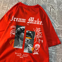 Camiseta De Algodón Para Hombre Dream Maker Brave Patrón De Escultura Vintage Cómoda Casual Para Pareja Camiseta Suelta Cuello Redondo - details 32