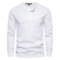 Camiseta De Manga Larga Para Hombre AIOPESON Con Cuello Henley Color Sólido Casual Algodón 100% Calidad Superior Para Otoño - details 3