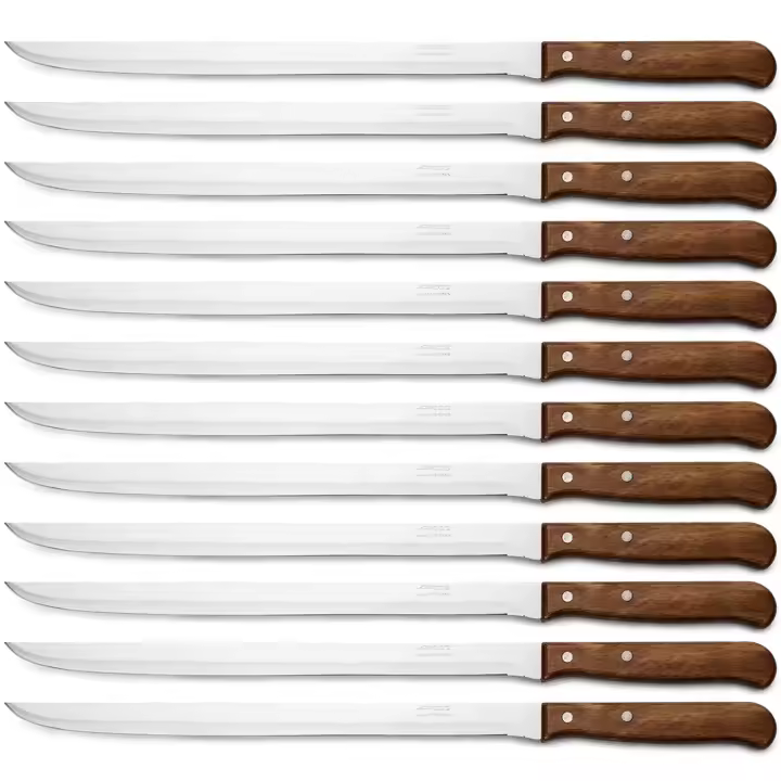 ARCOS Latina - Cuchillo Jamonero Flexible (250 mm) - 101300 - Hoja de Acero Inoxidable Nitrum® - Mango de Madera Comprimido - PACK 12 - 1