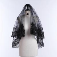Nueva Llegada Velo De Novia De 2 Capas Borde Aplicado Novia Negra Corto Vela De Boda Lace Bridal Veils Boda 2025 Para Mujeres - details 1