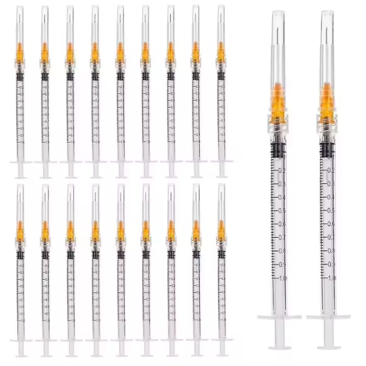 Paquete de 50 jeringa de 1ml con aguja Needle-25G de 1 pulgada, suministros de laboratorio, diseño Luer Lock, sello individual - 1
