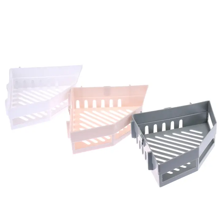Estante De Plástico Para El Baño Soporte De Esquina Para Artículos De Higiene Y Cosméticos Montado En La Pared Sin Perforar Organizador De Espacio - 1