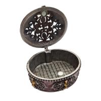 Cajita decorativa estilo vintage de metal con brillantes incrustados y motivos geométricos multicolor 6 x 6 cm aprox. con tapa con imán - diseño elegante - materiales de calidad robusta y exquisita mano de obra - ideal para decoración o regalo - details 8