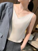 Camisola De Seda Suave Y Suave Para Mujer Primavera Verano Interior Delgado Top Y2K Sin Adornos De Estilo Callejero Regular - details 2