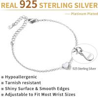 Pulsera minimalista de plata de ley 925 con forma de corazón, luna, estrella, barra y loto para mujer, 16 cm + 5 cm (extendido) - details 2