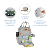 Ms Bebé Mochila Storage, Mochila Pañalera Grande Bolsas Multifuncionales para Bebés, Portachupete y para Mamá y Papá (Unisex) - Ideal para regalo - details 2