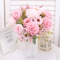 Rosa Artificial Retro Para Novia Vaso Decoración De Mesa Para Sala De Estar Y Dormitorio DIY Plantas Falsas Para Boda Navidad Aniversario - details 4