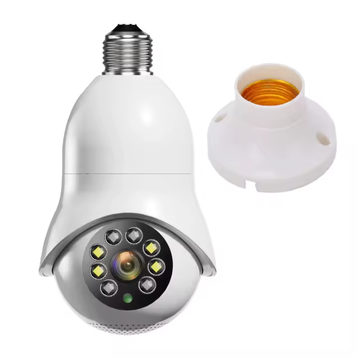 FGNS Cámara 2.4GHz Y 5G WiFi Bombilla, Camara de Bombilla Vigilancia WiFi Interior  360 Grados IP Camaras 1080P, Visión nocturna Inteligente en Colo, Audio Bidireccional,Control Remoto,Detección de Humano,Visión nocturna por infrarrojos - 1