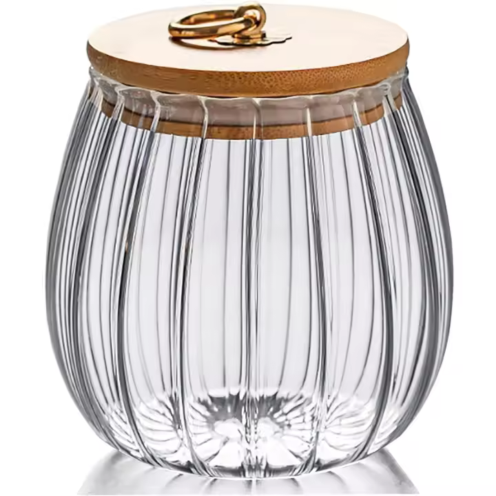 Vaso sellado para té y café, recipiente decorativo en forma de pétalo con tapas de bambú, asas de metal, fácil de agarrar, 750 - 1