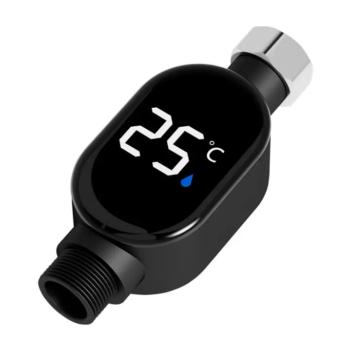 Termómetro De Ducha Inteligente Negro LED Mostrador 0℃~99℃ Medición Precisa De Temperatura Baño Smart Meter Resistente Al Agua Para El Hogar - 1