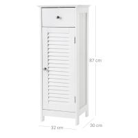 Armario blanco para baño de pie, rinconera con 1 cajón, 1 puerta de persiana, solución de almacenaje - details 7