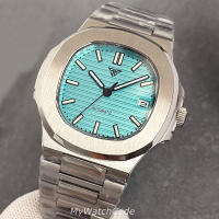 Reloj Automático Tandorio Design Para Hombres Con Dial Texturizado Azul Gris 40mm Movimiento NH35 Impermeable 10BAR Correa De Acero Inoxidable 316L - details 12