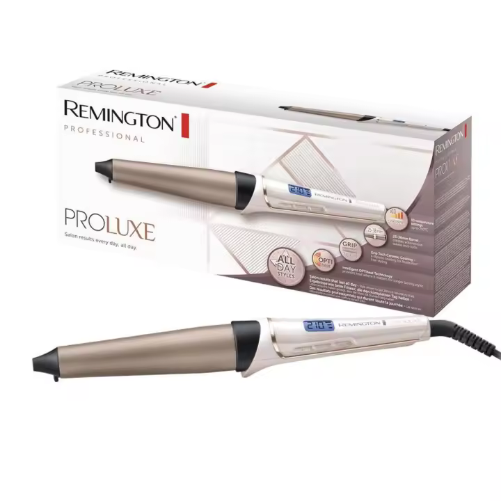 Remington Rizador de pelo PROluxe, ondulador de pelo con barril de 25-38 mm, rizos grandes y ondas suaves, peinados duraderos, cerámica, temperatura hasta 210°c, digital - ref. CI91X1 - 1
