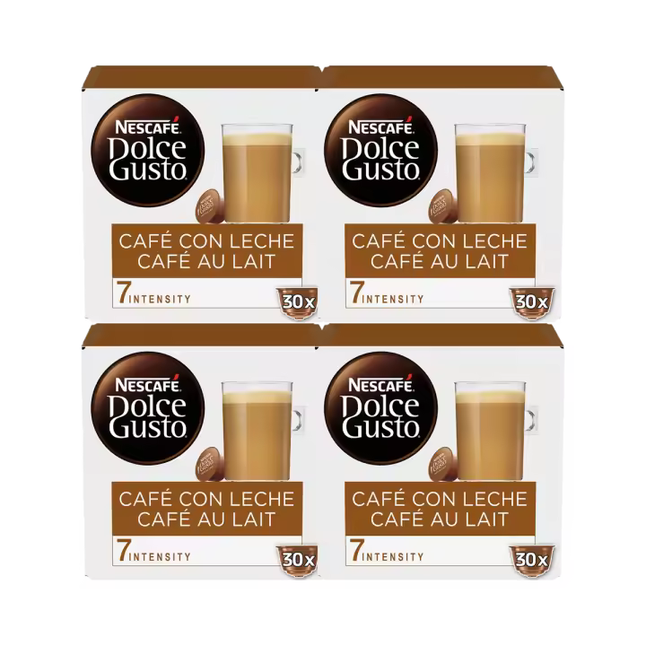 Café NESCAFÉ DOLCE GUSTO Café con leche 30 cápsulas - Pack de 4ud - 120 cápsulas en total - 1