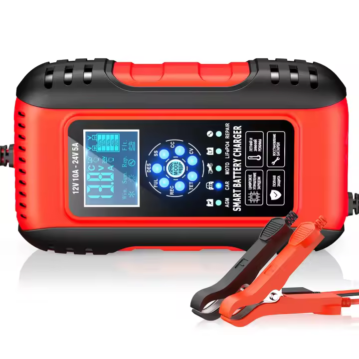 Cargador de Katería de Lithium, 12 V/24 V, 10 A, para Coche, with Pantalla LCD, mantater with function of Reparation, para Coche, motorcycle, Wagon, AGM, gel, húmedo, SLA (6-180 AH) - 1