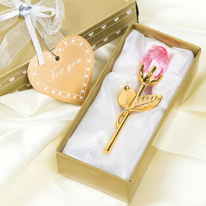 Elegante rosa de cristal: detalle nupcial lujoso, regalo de boda y aniversario - 1