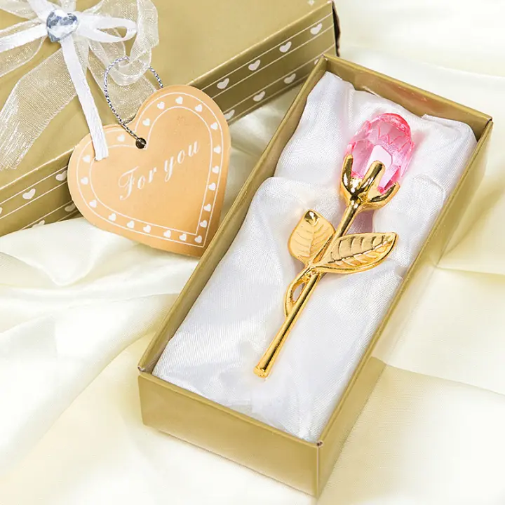 Elegante rosa de cristal: detalle nupcial lujoso, regalo de boda y aniversario - 1
