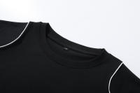Camiseta De Hombre De Verano 2025 Trendy Con Parches Y Bloques De Color Sólido Cuello En Cuerda Corta Transpirable Top Pullover - details 4