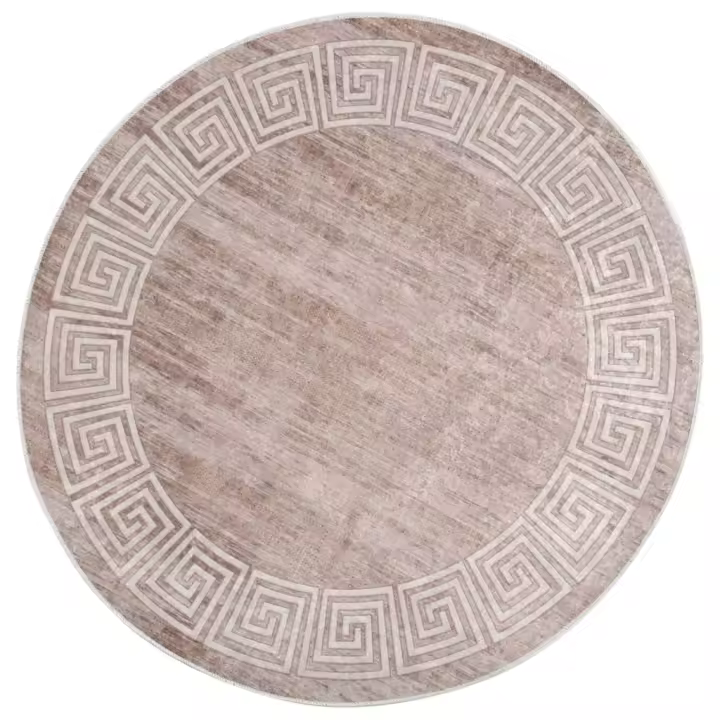 vidaXL Alfombra lavable antideslizante beige 120 cm - 1