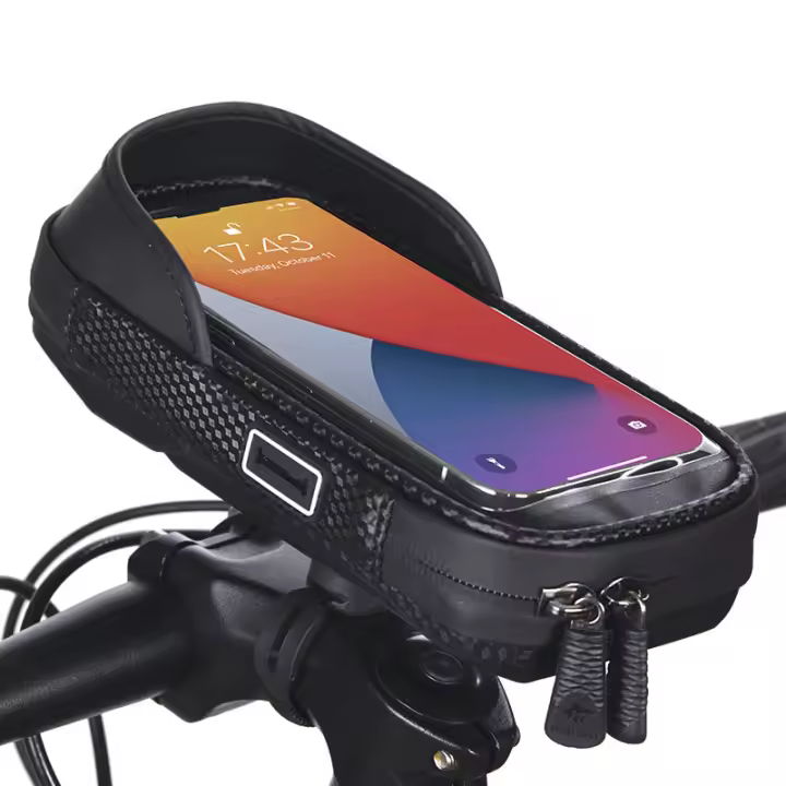 Soporte impermeable para teléfono de Bicicleta, soporte para teléfono de Bicicleta, Bolsa para manillar, Bolsa frontal para Marco de teléfono con Pantalla táctil transparente y parasol para teléfonos inteligentes de menos de 6,5 tira, 1 - 1