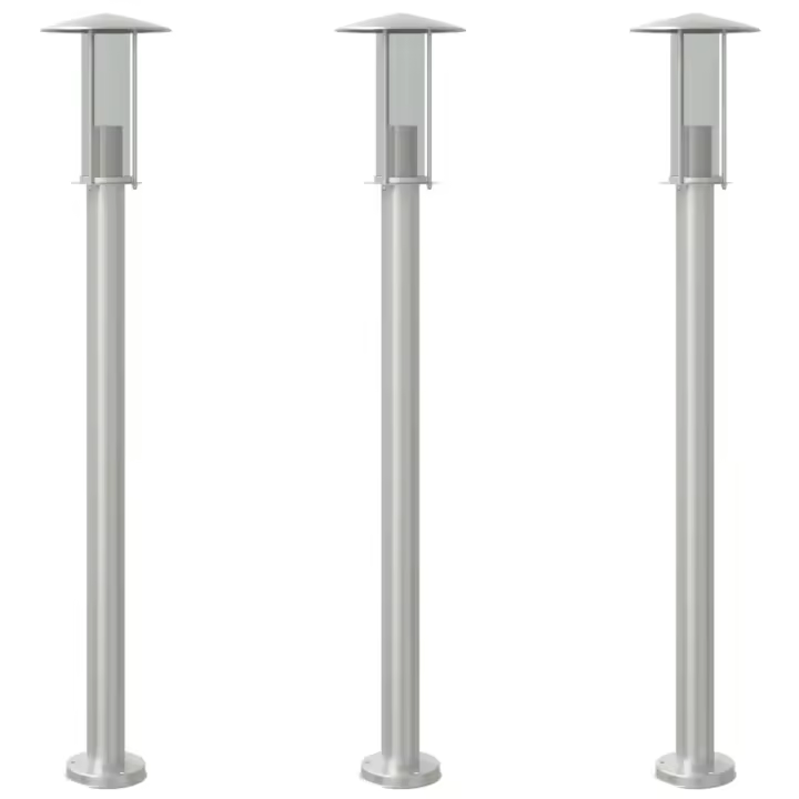 vidaXL Lámparas de suelo de exterior 3 uds acero inoxidable 100 cm Color Plateado,  Negro, y mas - 1