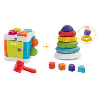 Chicco - Set Multicubo Encajable y Pirámide de Anillos 2 en 1 - Juguete Educativo para Bebés de 10 meses en adelante - details 1