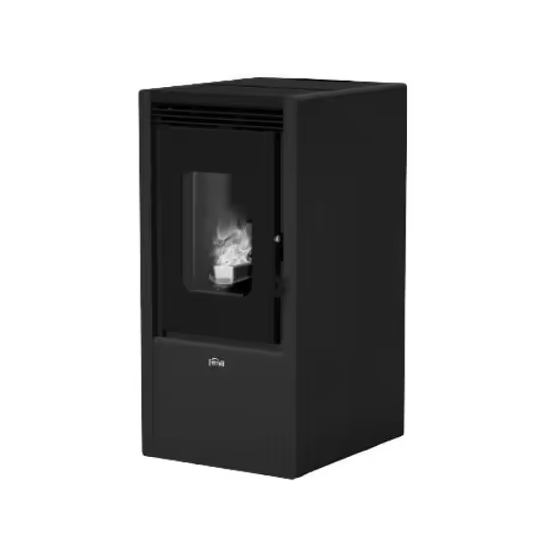 Ferroli Estufa de pellets modulante en acero y hierro fundido de 6,4 kW LIRA SLIM PLUS NERO - 1