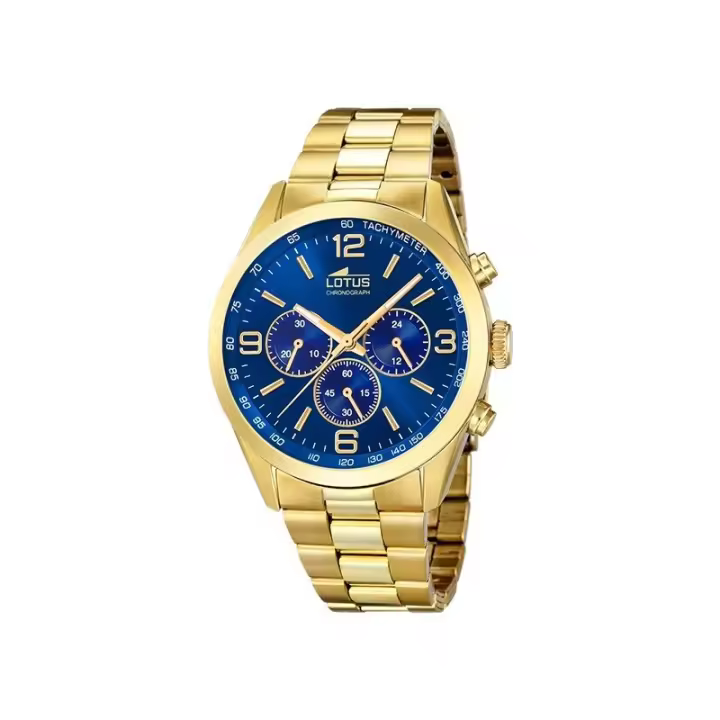 Reloj Lotus Hombre Analógico Cuarzo Dorado Cronógrafo - 1
