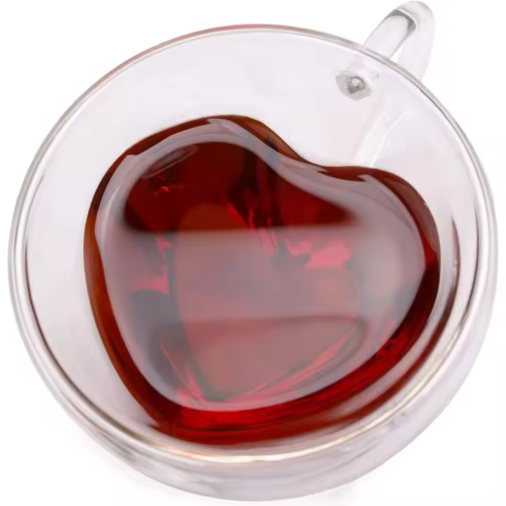 Taza de leche de vidrio transparente en forma de corazón de doble capa Heat istant y castillo luminoso creativo (240 ml) - 1