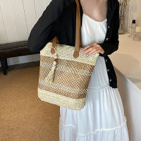 Bolso De Hombro De Paja Para Mujer De Verano De Alta Calidad Bolso De Viaje Hecho a Mano Gran Capacidad De Bolsas De Playa Estilo De Cesta Con Cierre De Cremallera - details 6