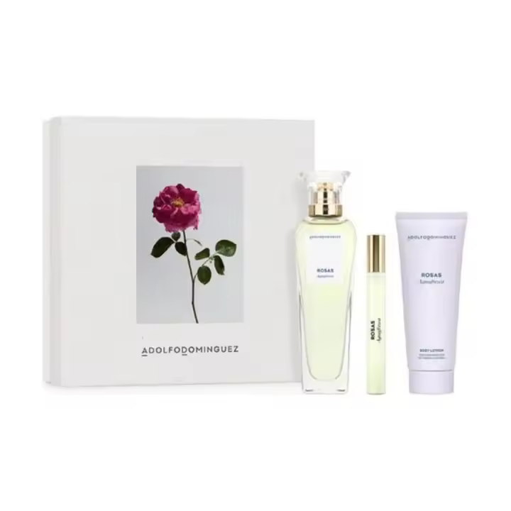 Adolfo Domínguez - Estuche Regalo Agua Fresca de Rosas - Set Regalo 3 piezas: Eau de Toilette 120 Ml. + Body Lotion 75 Ml. + Espray de viaje 10 Ml. - 1