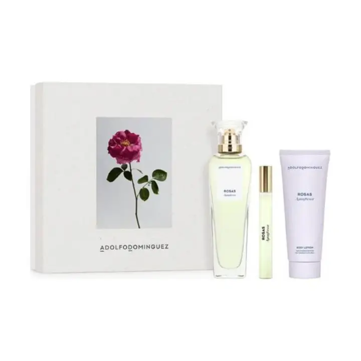 Adolfo Domínguez - Estuche Regalo Agua Fresca de Rosas - Set Regalo 3 piezas: Eau de Toilette 120 Ml. + Body Lotion 75 Ml. + Espray de viaje 10 Ml. - 1