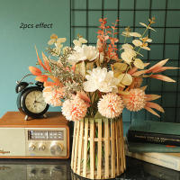 Bouquet De Flores Artificiales Otoño Rosa De Seda Hojas De Maple Dandelion Para Decoración De Hogar Bodas Halloween Y Otoño - details 11