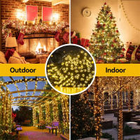 Luces Solares Para Navidad Cadena De Luces Exteriores Impermeables Con Cable Verde De 8 Modos Decoración De Árbol Y Jardín - details 6