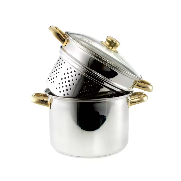 Cazuela Vaporera CRC Chef PASTA de Acero Inoxidable 24 Cm - Cocina Saludable y Eficiente - Utensilio de Cocina - 1