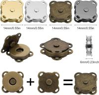 16 juegos de botones magnéticos para coser, 14mm cierres magnéticos sujetadores botones a presión costura en broches para monedero bolso cartera DIY artesanía - details 0