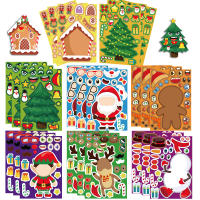 8 Hojas De Puzle De Navidad Con Pegatinas DIY Para Crear Tu Propio Santa Claus Juego De Rompecabezas Para Niños Decoración De Fiesta Infantil - details 6