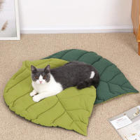 Cama De Gato En Forma De Hoja Almohadilla Cómoda Y Cálida Para Perro Y Gato Doble Cara Cubierta De Suelo Con Diseño Cartoon - details 0