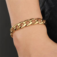 Pulsera De Cadena Cubana Punk Para Hombre 21cm Color Oro Y Plata Acero Inoxidable 12mm Cadena De Mano Joyería De Fiesta Regalo Para Hombres - details 1