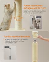 Árbol para Gatos, Torre de Suelo a Techo, Altura Ajustable 231-291 cm, Alto y Multinivel, Diámetro 11 cm, Gruesos Postes, Cueva, Hamaca, Plataforma - details 4