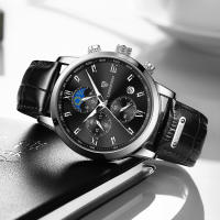 Reloj LIGE Para Hombre Militar Moda Cronógrafo Deportivo Impermeable Con Fase Lunar Cuarzo Cuero Resistente Al Choque Display De Roman Numeral - details 16