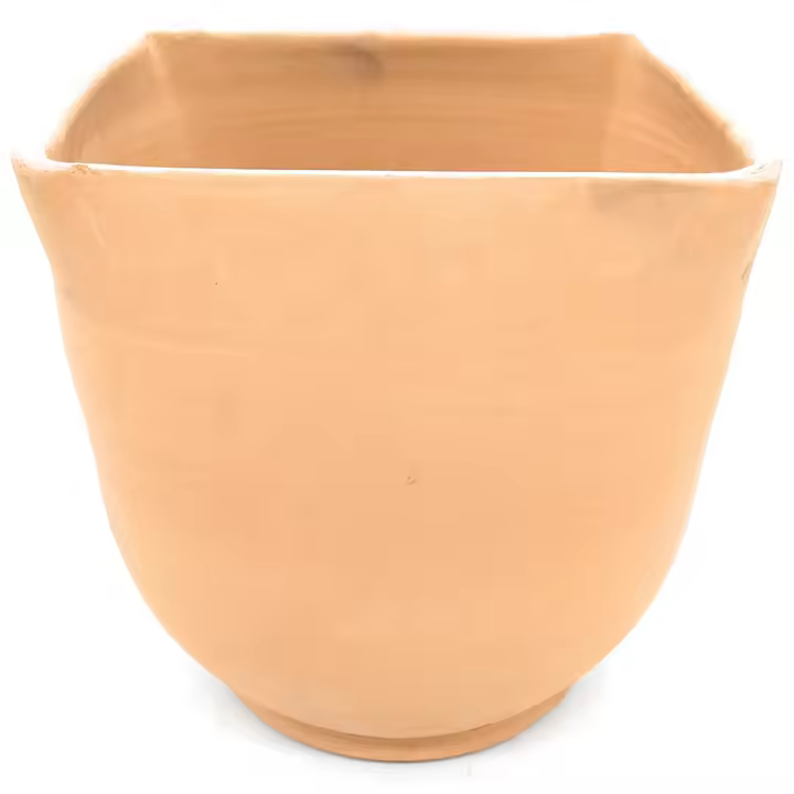 Maceta artesanal de barro NATURAL cuadrada exterior e interior 15 cm x 15 cm - 1