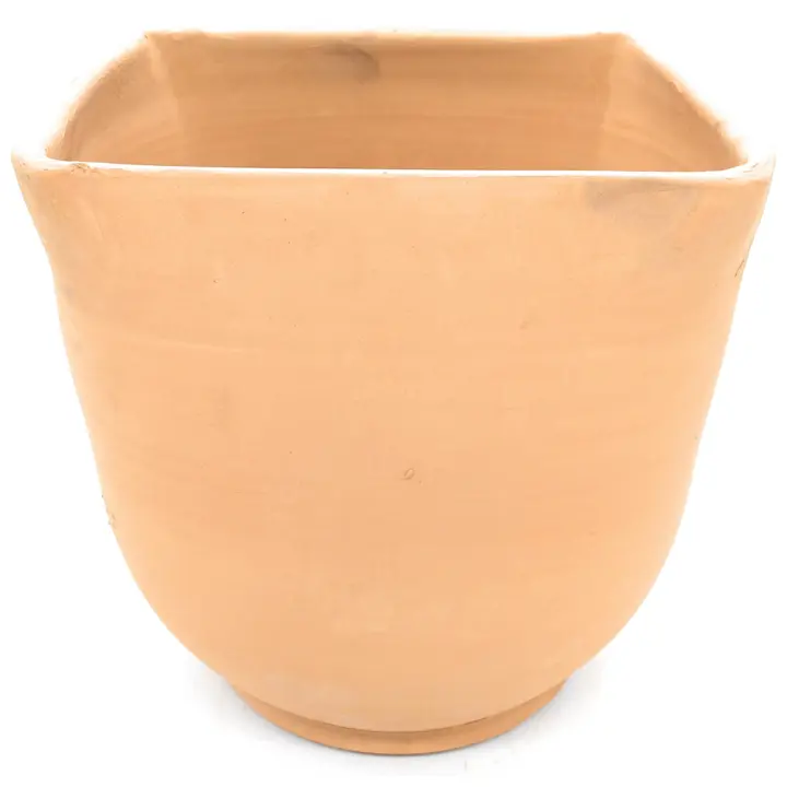 Maceta artesanal de barro NATURAL cuadrada exterior e interior 15 cm x 15 cm - 1