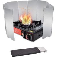 Estufa De Camping De Aluminio Ligera Y Compacta Con Pantalla Antiviento Incluida 10 Placas Y Bolsa De Cuerda Para BBQ Herramientas Resistentes Al Calor - details 1